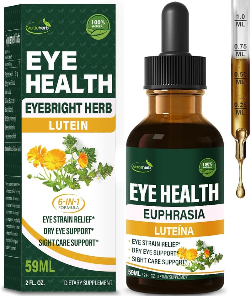 Eye Health Drops with Bilberry & Lutein for Strain Relief - 2oz