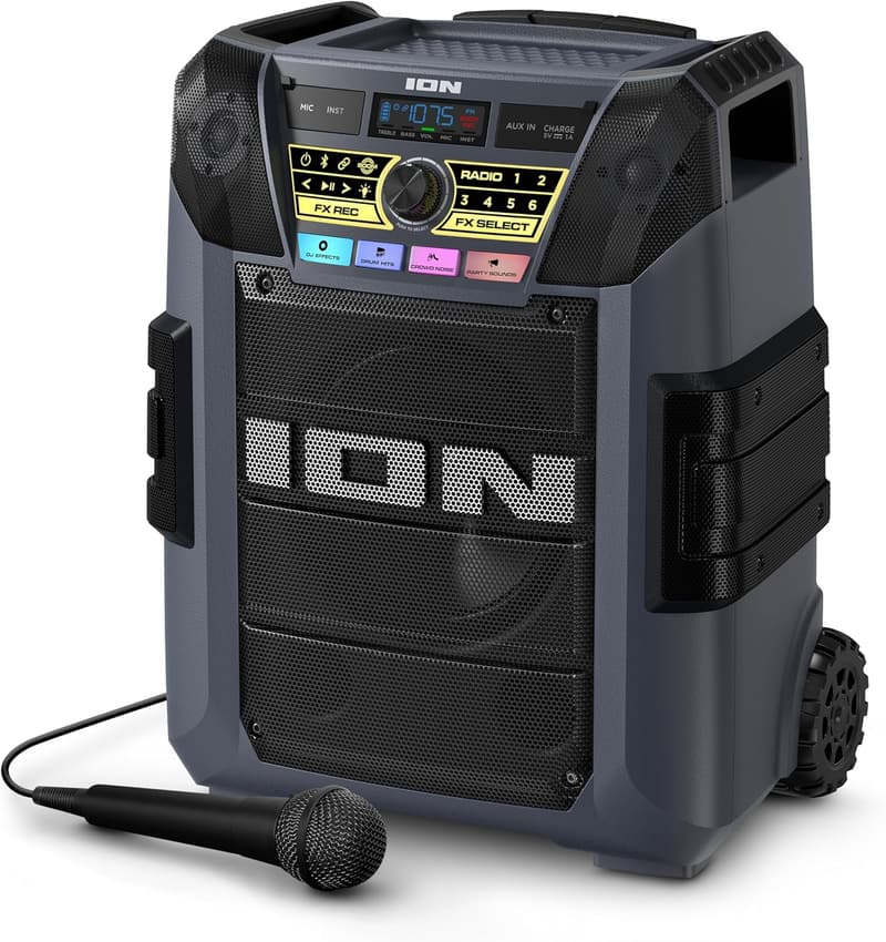 Portable Bluetooth Party Speaker with Karaoke & Lights