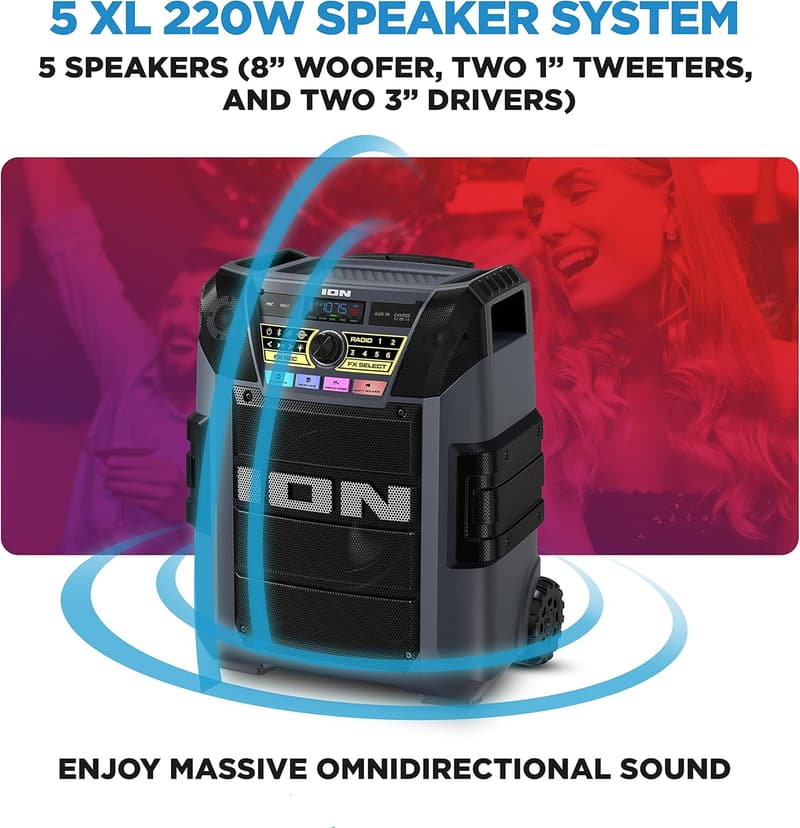 Portable Bluetooth Party Speaker with Karaoke & Lights
