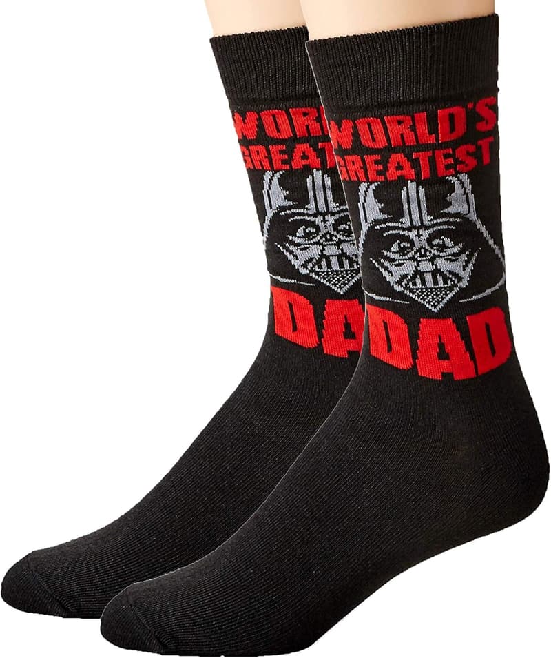 World's Greatest Dad Darth Vader Crew Socks - Size 6-12 Black
