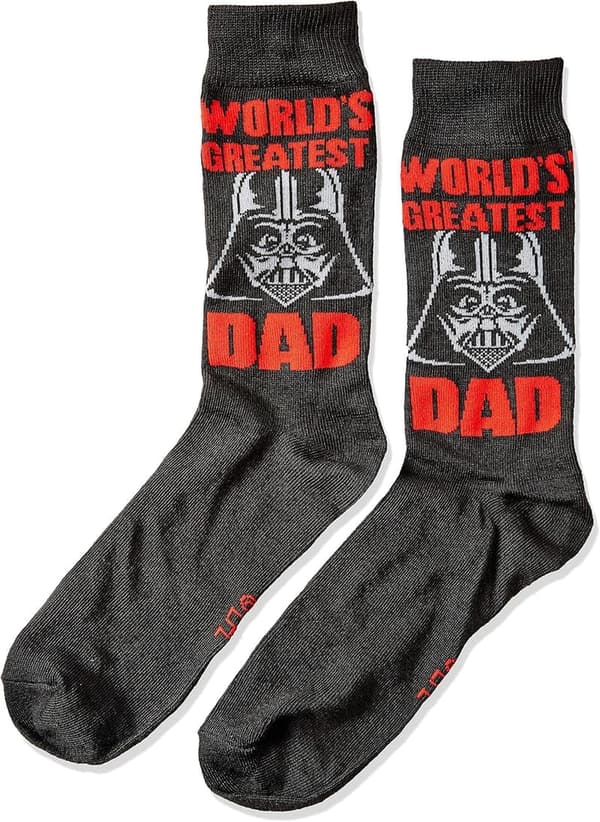 World's Greatest Dad Darth Vader Crew Socks - Size 6-12 Black