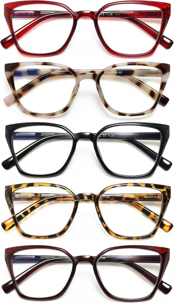 Fashion Cat Eye Blue Light Blocking Readers for Women - 5 Pack