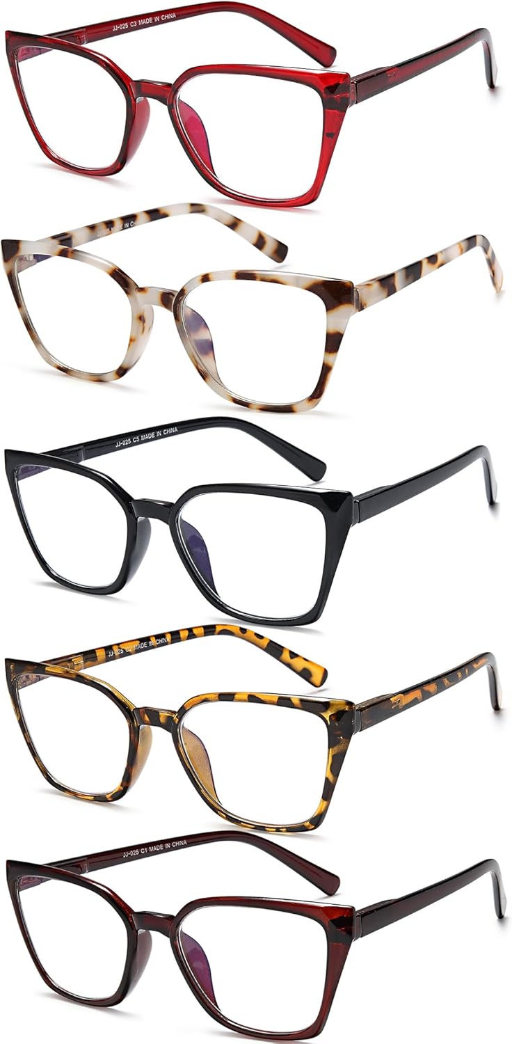 Fashion Cat Eye Blue Light Blocking Readers for Women - 5 Pack