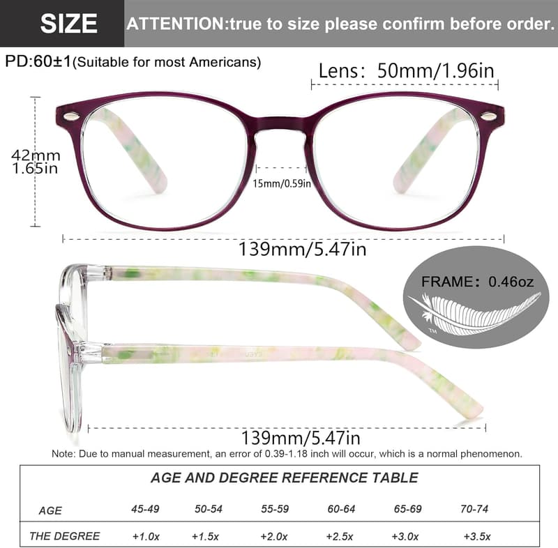 Blue Light Blocking Reading Glasses for Women, 4-Pack +2.75