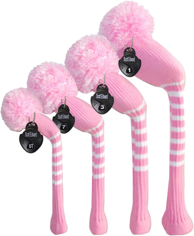Golf Club Head Covers Set of 4 - Customizable Knit for Drivers and Woods