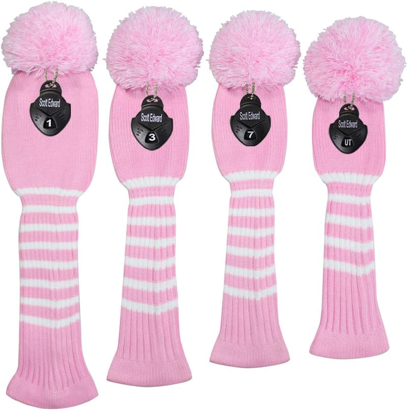Golf Club Head Covers Set of 4 - Customizable Knit for Drivers and Woods