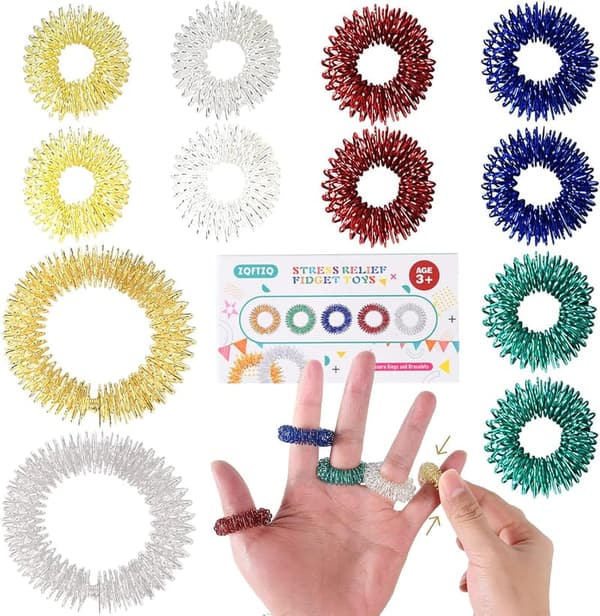 ADHD Fidget Acupressure Rings - Stress Relief Bracelets Set