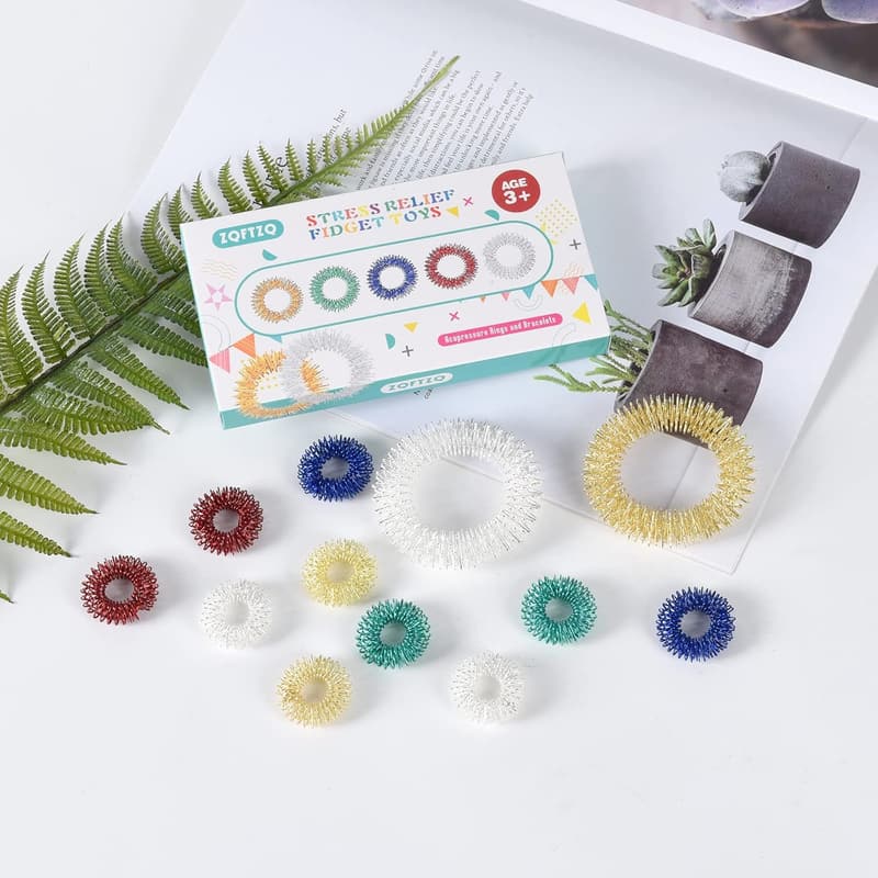 ADHD Fidget Acupressure Rings - Stress Relief Bracelets Set