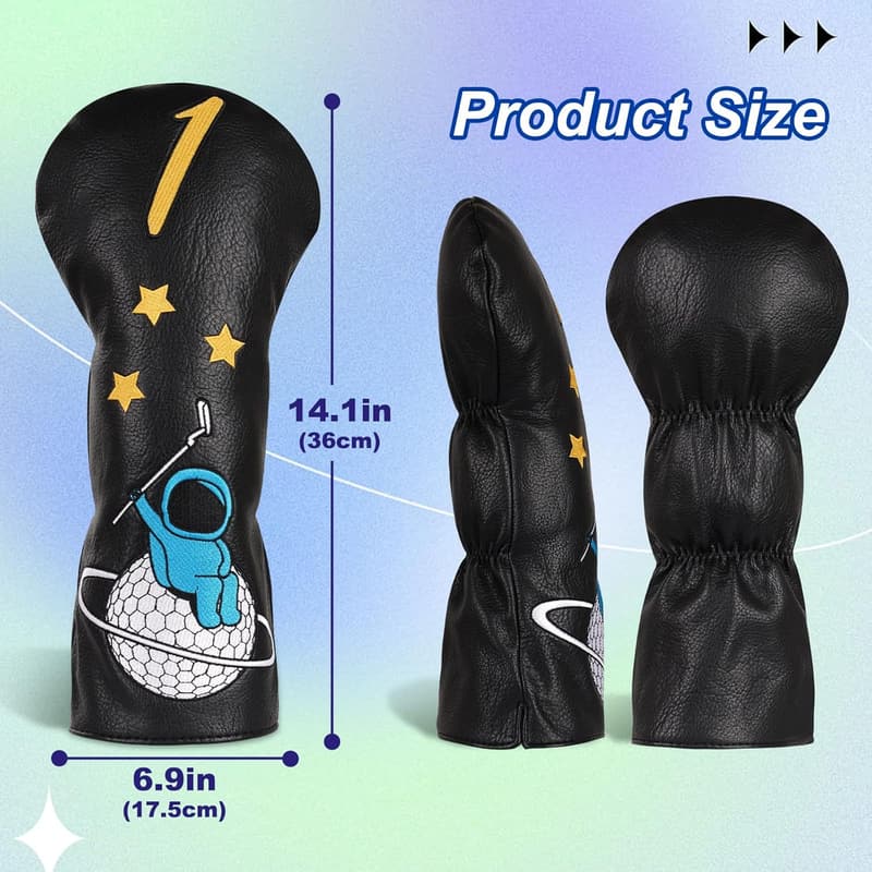 Golf Headcovers Set - Synthetic Leather for Drivers, Woods & Putters