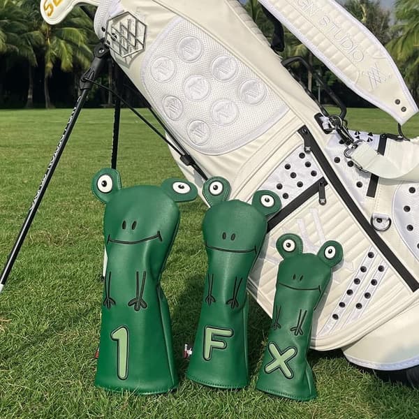 Handmade Leather Cat Embroidery Golf Head Covers Set
