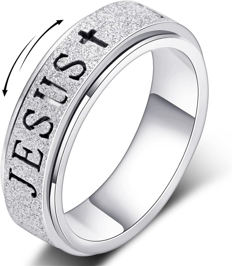 Fidget Spinner Anxiety Ring for Women - Stainless Steel, Adjustable