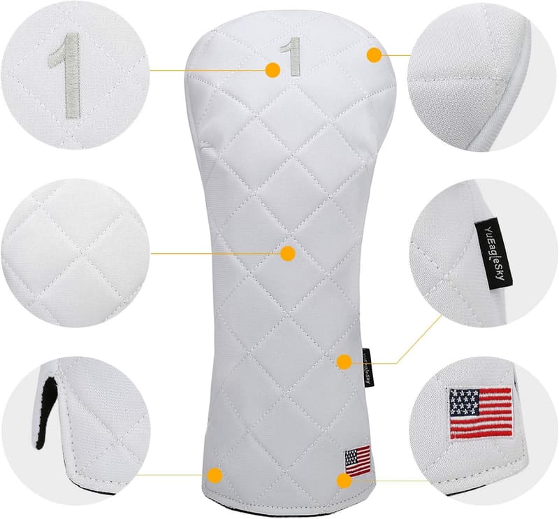 USA Flag Golf Head Covers for Driver, Fairway & Hybrid Clubs