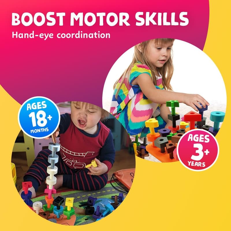 Peg Stacking Set for Kids 2-4 Years – 38 Pieces Educational Toy