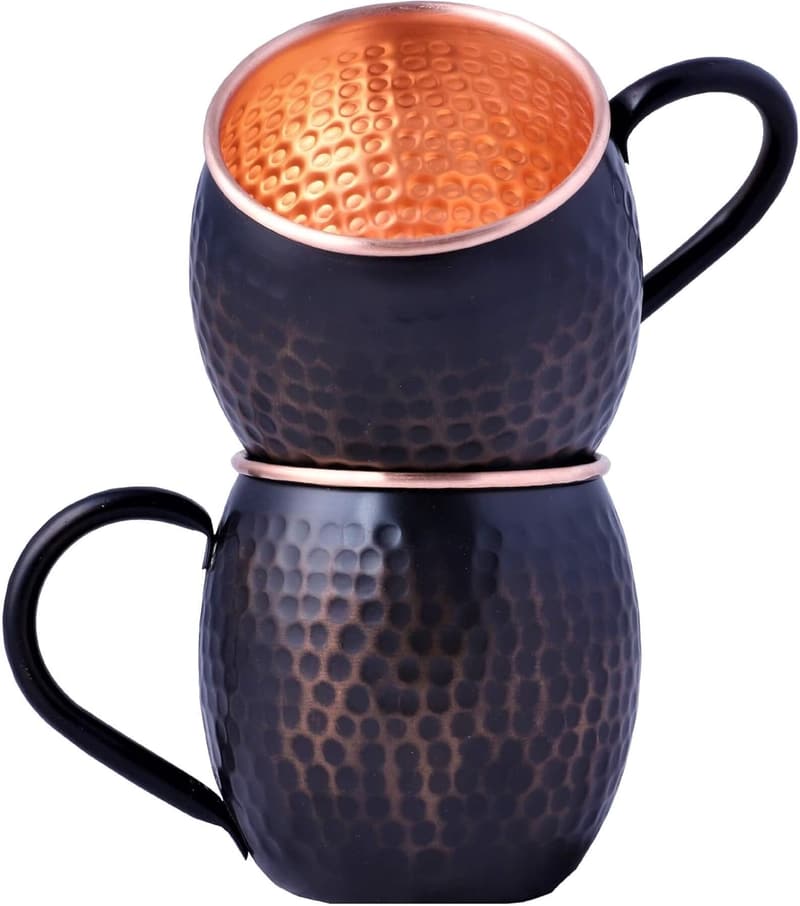 Anniversary Gift Set: 2 Hammered Copper Moscow Mule Mugs
