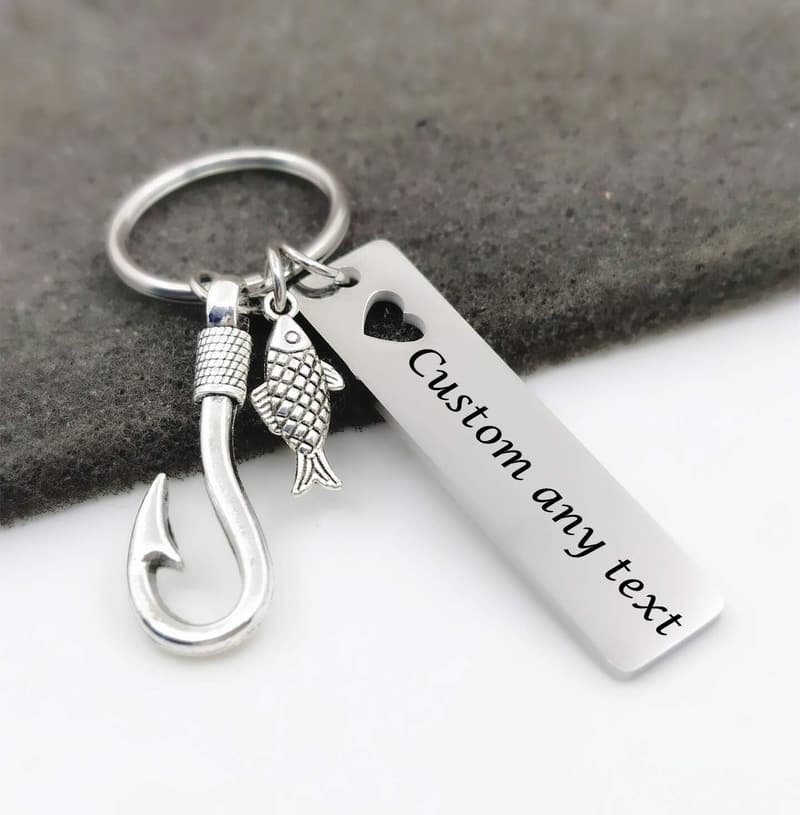 Engraved Fishhook Keychain Gift for Dad or Husband