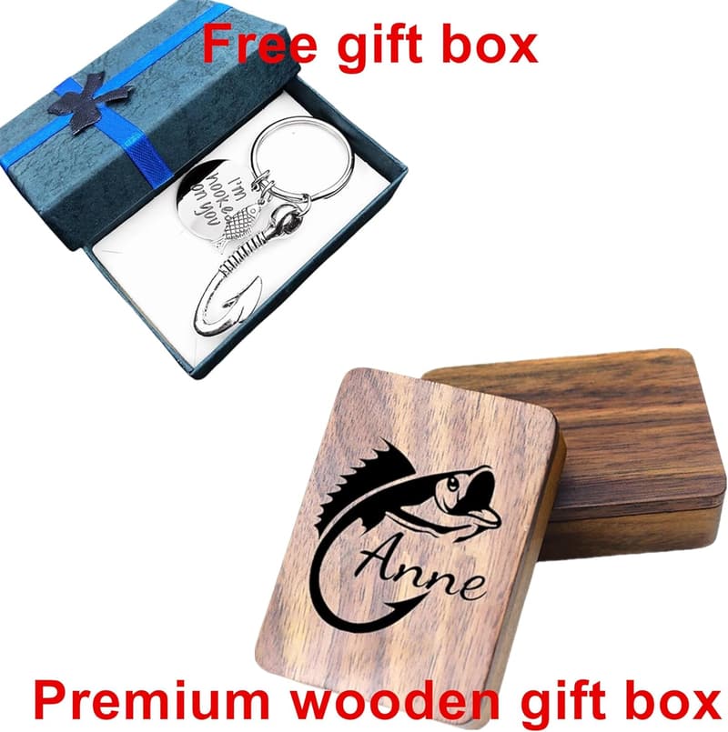 Engraved Fishhook Keychain Gift for Dad or Husband