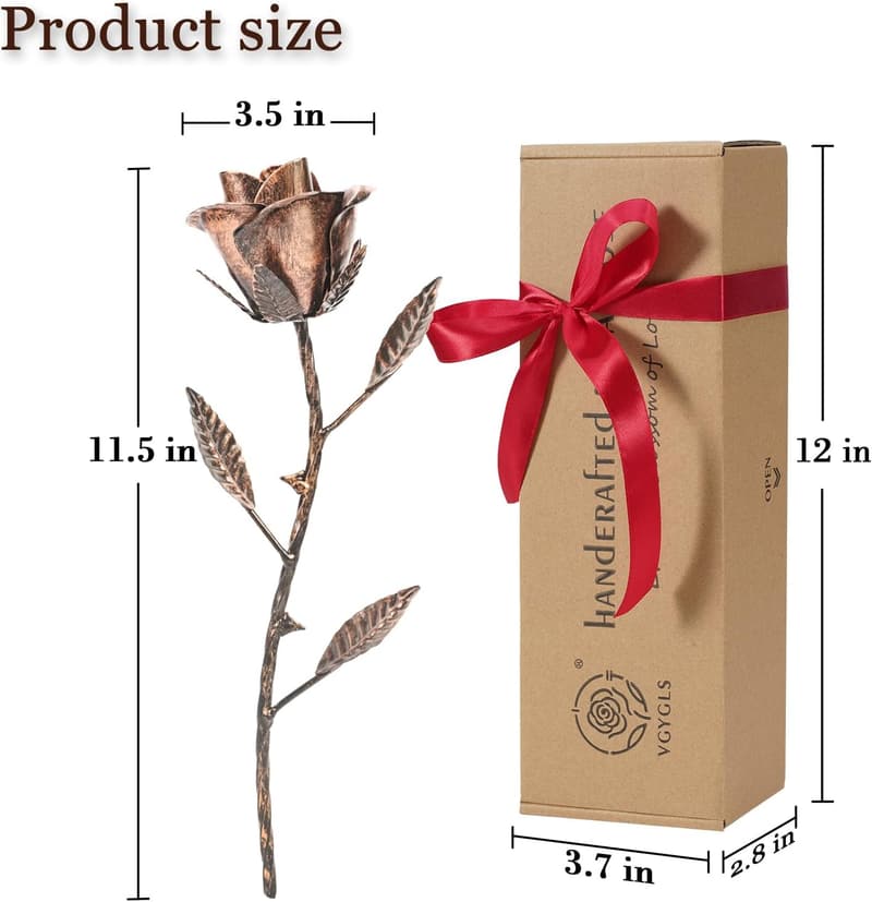 8th Anniversary Metal Rose - Gifts for Her, Romantic Decor