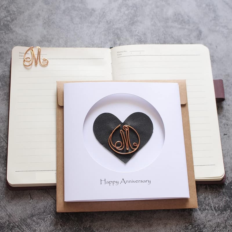 Anniversary Gift: Personalized Copper Initial Card for Couples