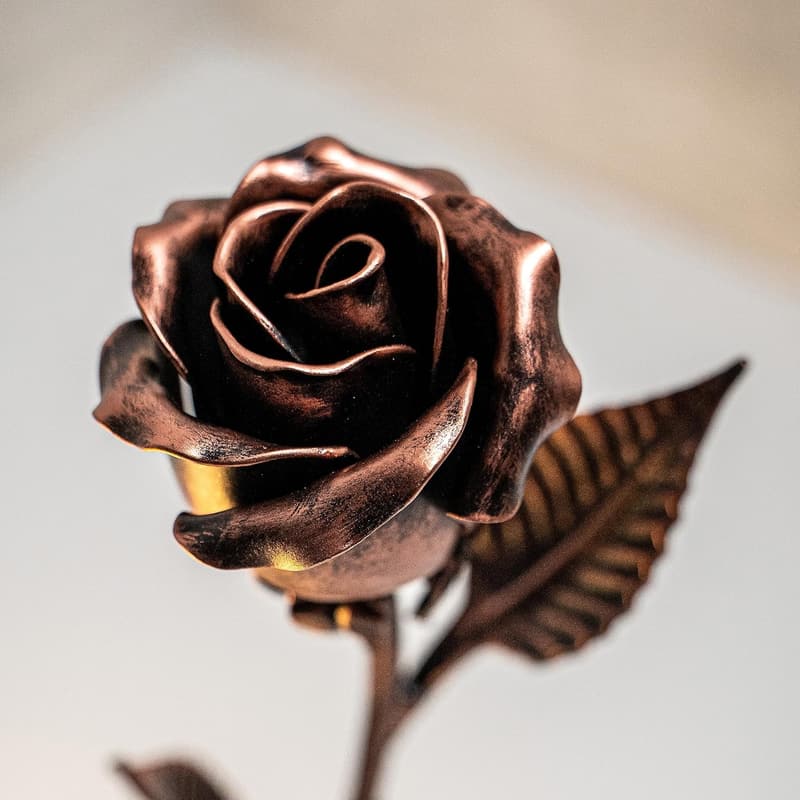Romantic Anniversary Copper-Stained Metal Rose