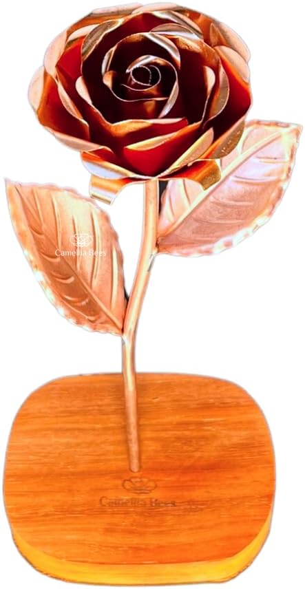 7th Anniversary Handmade Copper Rose Gift for Couples