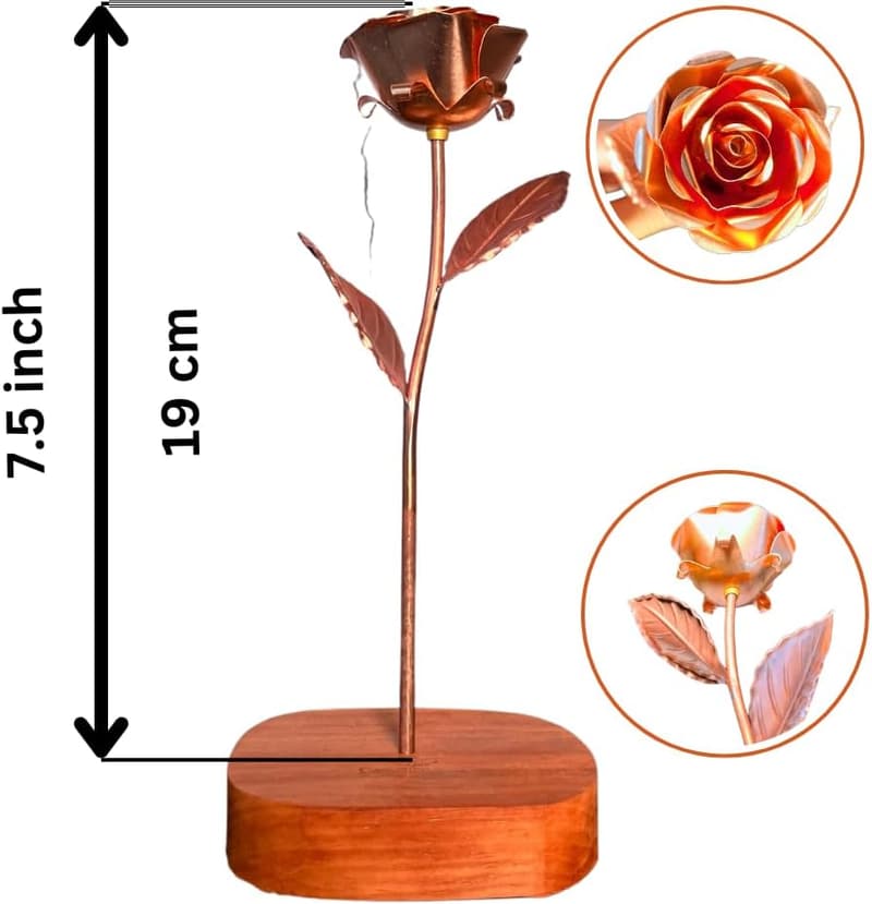 7th Anniversary Handmade Copper Rose Gift for Couples