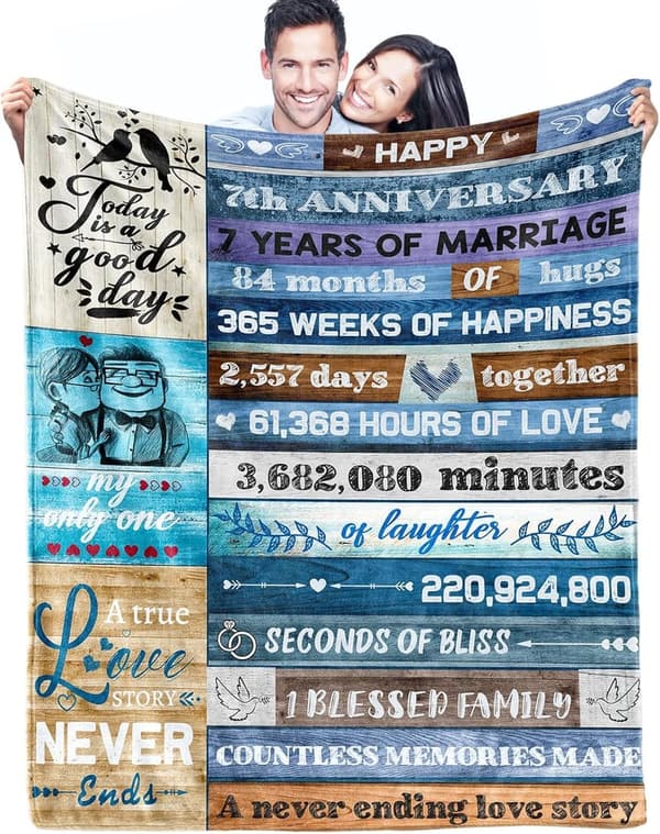 7th Anniversary Copper Blanket Gift for Couples
