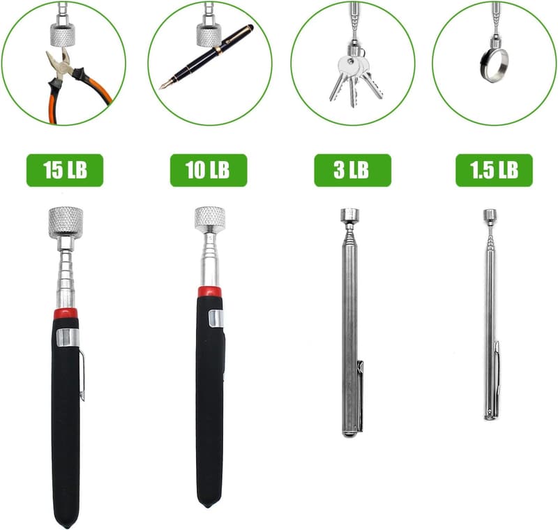 Magnetic Pick-Up Tool Set - Telescopic Retrieval Stick (4 Pack)