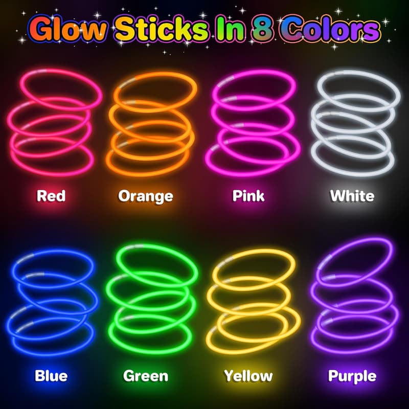 Glow Sticks Bulk Party Favors - 100 PCS 8