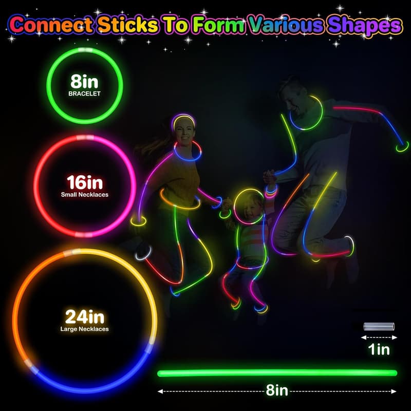 Glow Sticks Bulk Party Favors - 100 PCS 8