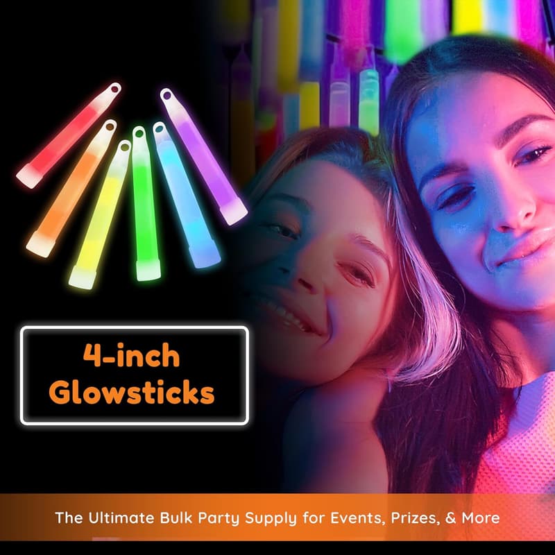 Glow In The Dark Sticks - 50ct Party Favors for Kids