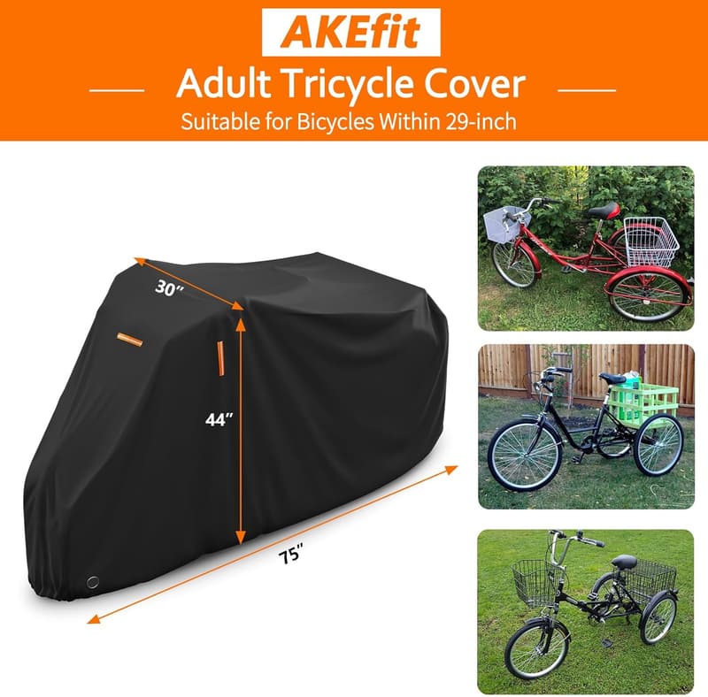 Outdoor Waterproof Adult Tricycle Cover - Black