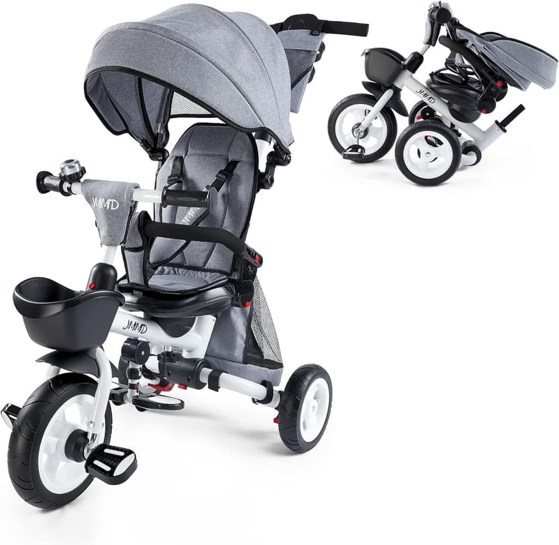 7-in-1 Folding Baby Tricycle with Adjustable Handle & Canopy