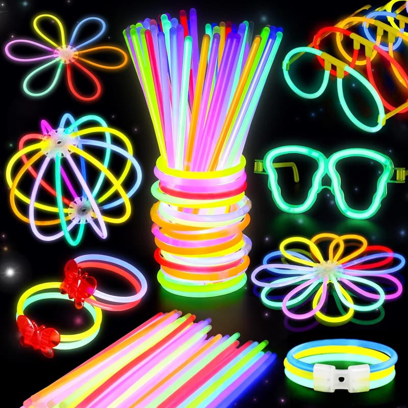 4th of July Glow Sticks Party Favors - 200 Neon Bulk Set