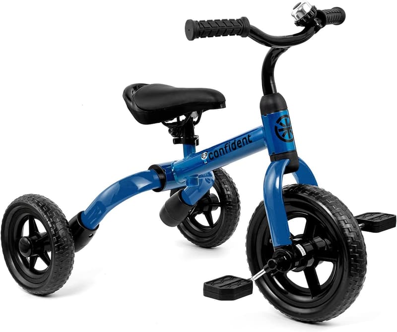 Folding 3-in-1 Tricycle for Toddlers 2-5, Adjustable Seat (Blue)
