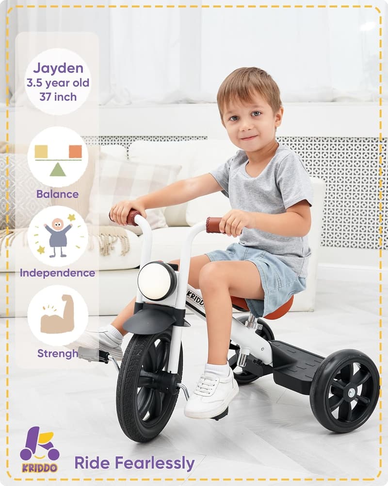 Kids Tricycle with Puncture-Free Wheels & Adjustable Seat