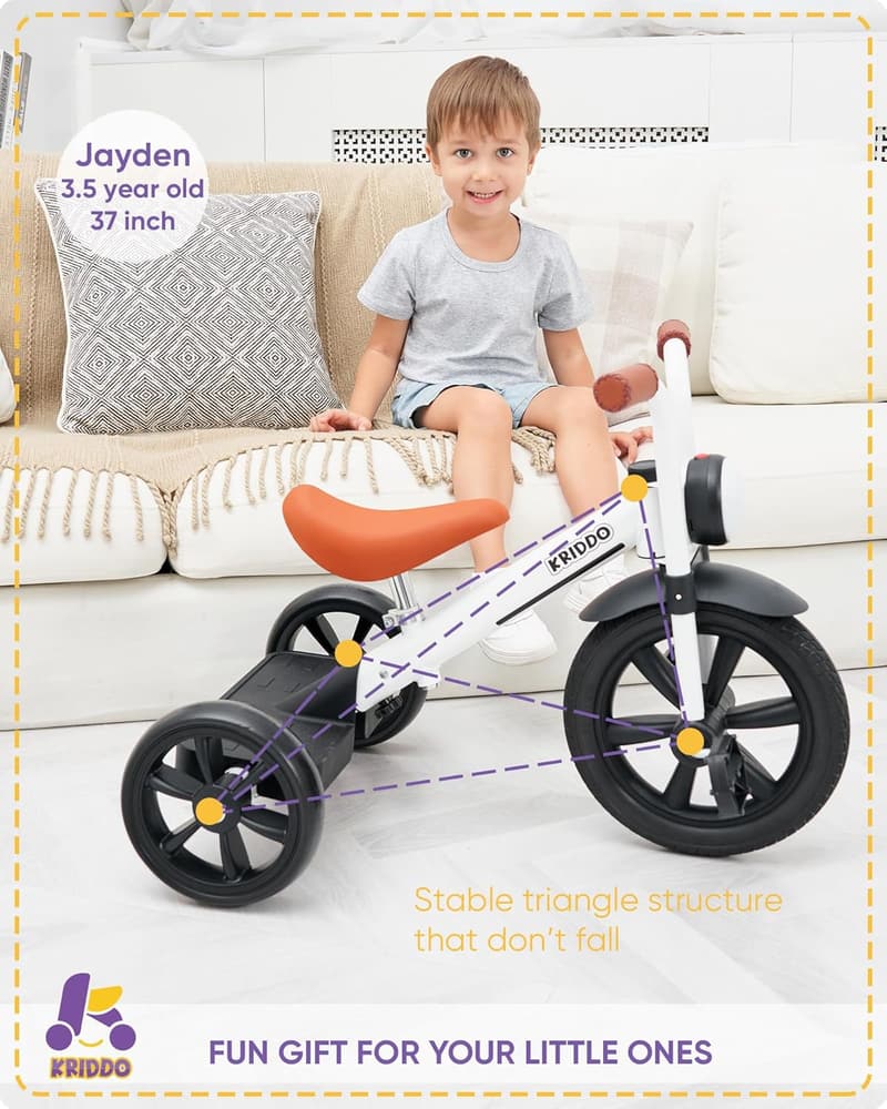 Kids Tricycle with Puncture-Free Wheels & Adjustable Seat