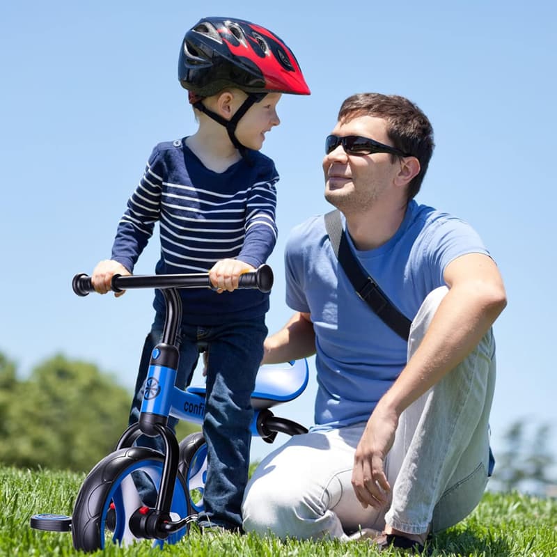 Folding 4-in-1 Tricycle for Toddlers, Adjustable Seat & Pedals