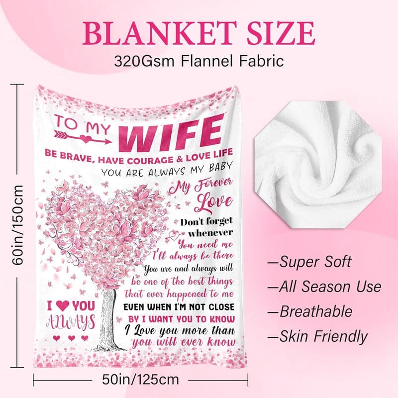 Anniversary Gift Blanket for Wife – Soft Flannel Throw 50