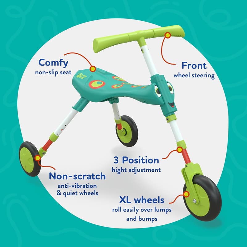 Adjustable Foldable 3-Wheel Balance Bike for Toddlers Ages 1-4