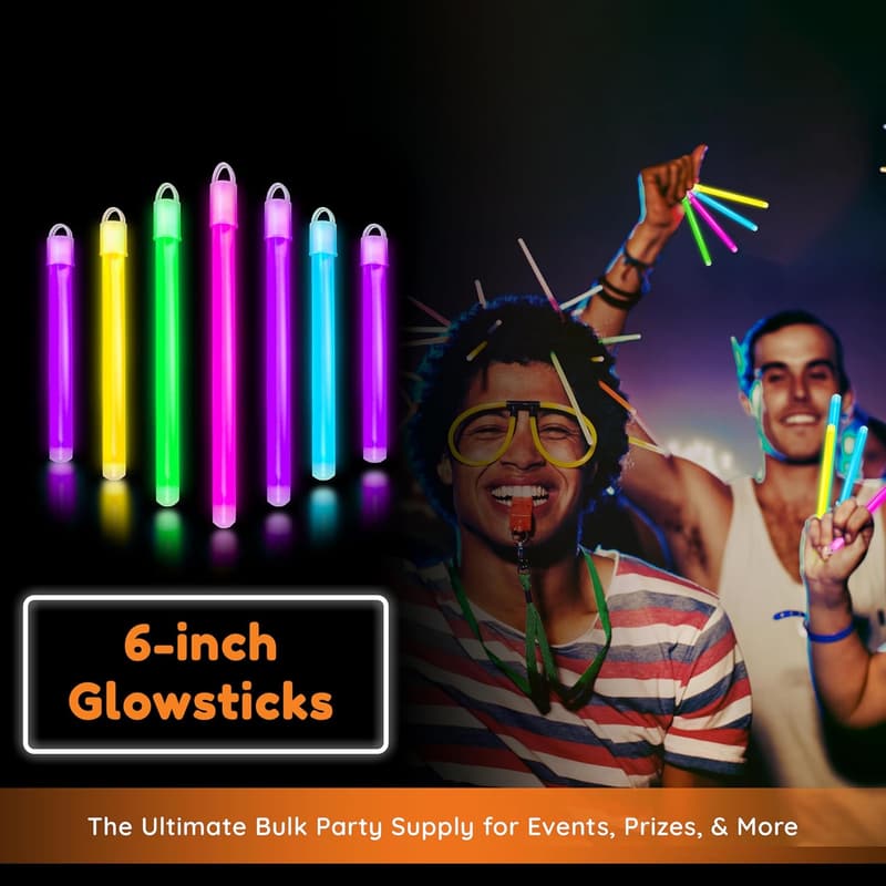 Glow Party Favors - 100 ct Green Glow Sticks with Lanyards