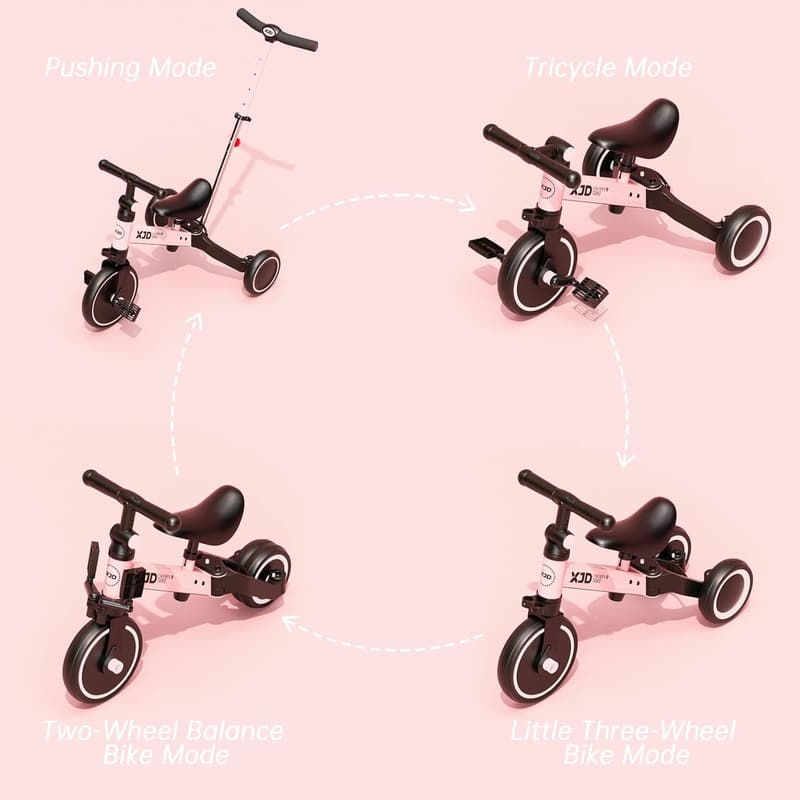 Toddler Tricycle with Push Handle for Ages 1-3, Adjustable Seat