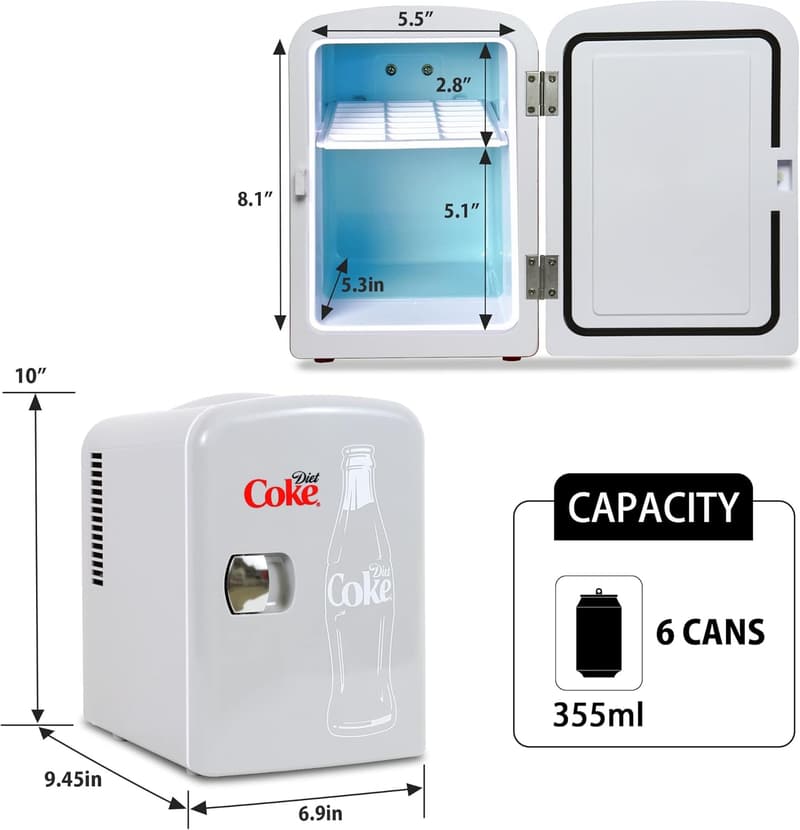 Portable Mini Fridge for Drinks – 6 Can Beverage Cooler