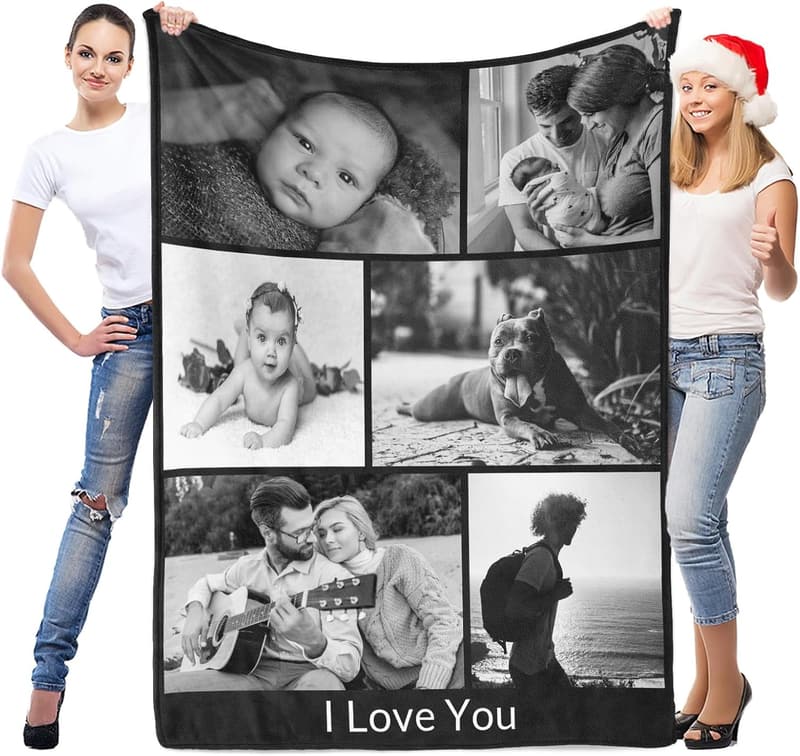 Custom Photo Blanket for Couples - Personalized Anniversary Gift