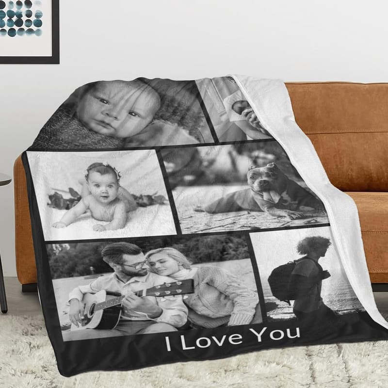 Custom Photo Blanket for Couples - Personalized Anniversary Gift