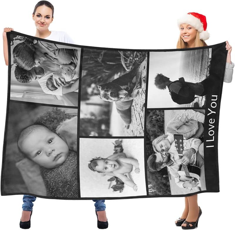 Custom Photo Blanket for Couples - Personalized Anniversary Gift