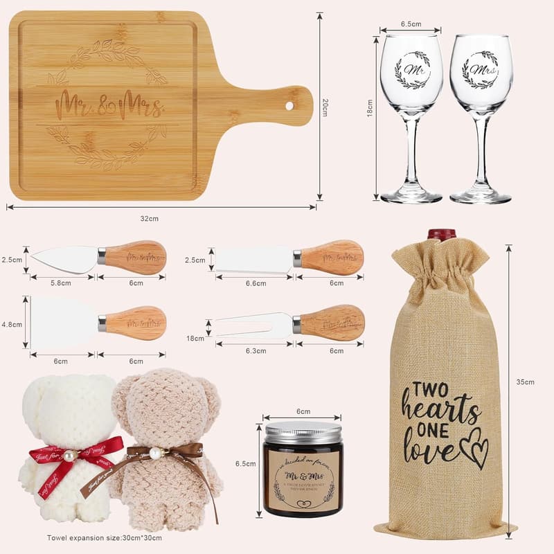 Newlywed Bamboo Serving Board Gift Set for Couples 2025