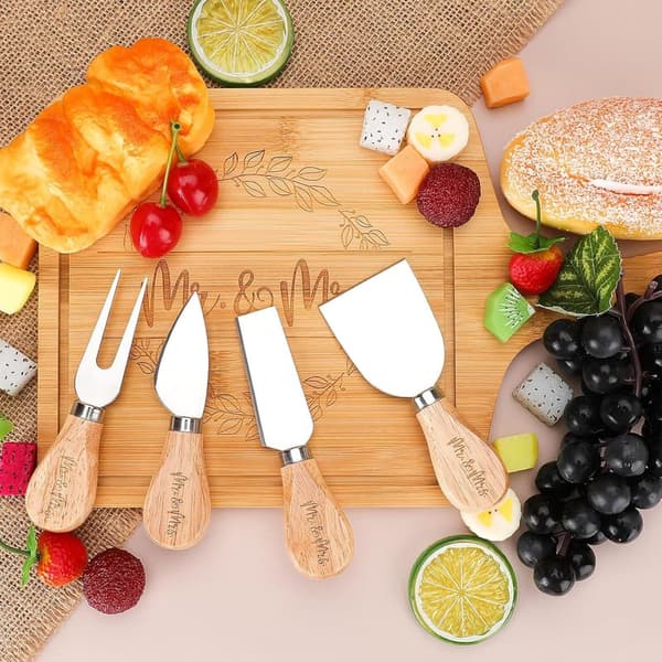Newlywed Bamboo Serving Board Gift Set for Couples 2025