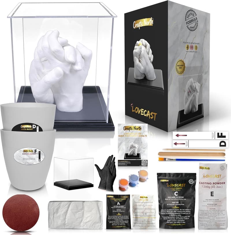 Couples' Hand Casting DIY Kit with Acrylic Display & Guide