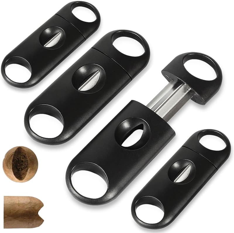 Portable V-Cut Cigar Cutter Set for Men (4-Pack, Black)