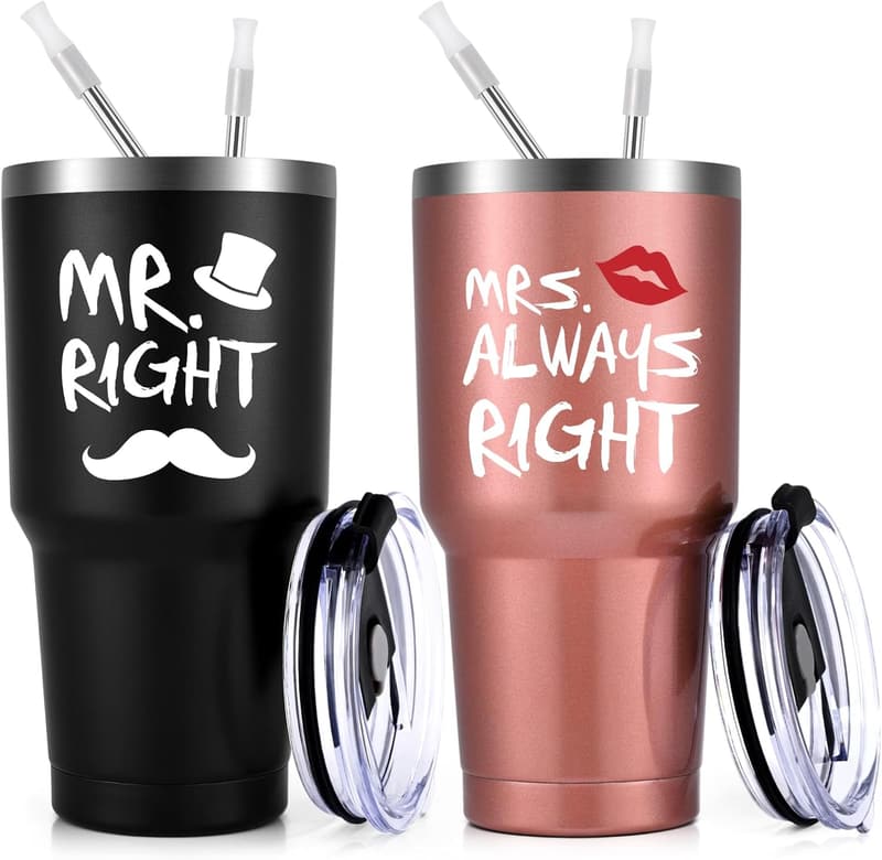 Wedding Tumbler Set for Couples | 30oz Stainless Steel